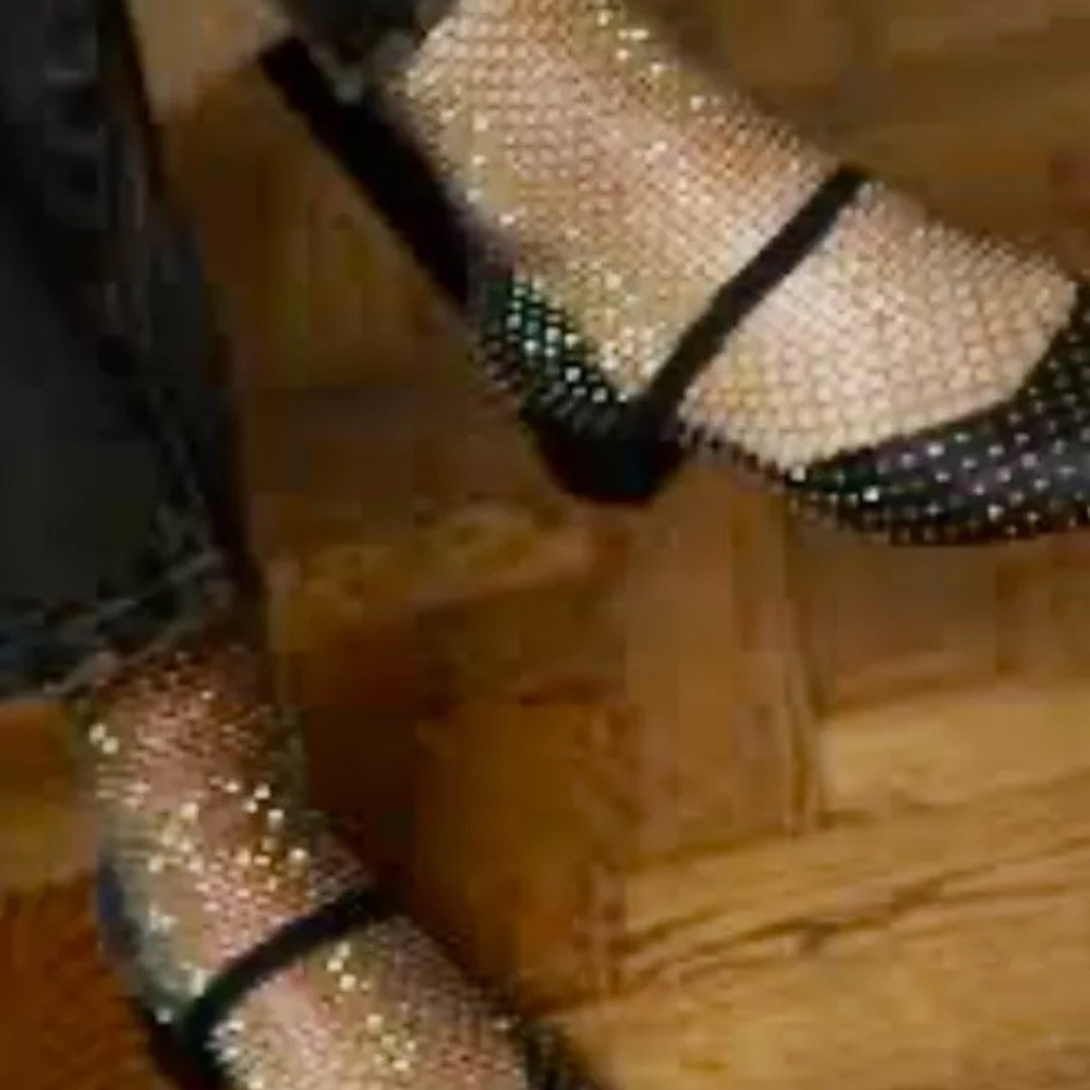 Free People Jeffrey Campbell Magic Hour Mesh Heels Black Jewels Back Zipper - Picture 10 of 11